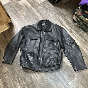 Vintage 2004 German Polizei Police Leather Motorcycle Jacket Size 52